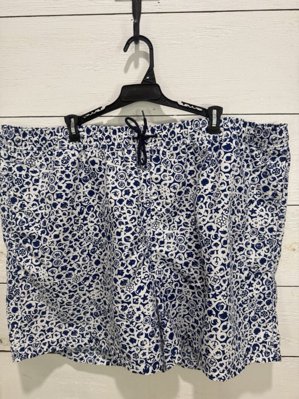 Brooks Brothers Swim Shorts XXL Blue/White Graphic Print Pockets